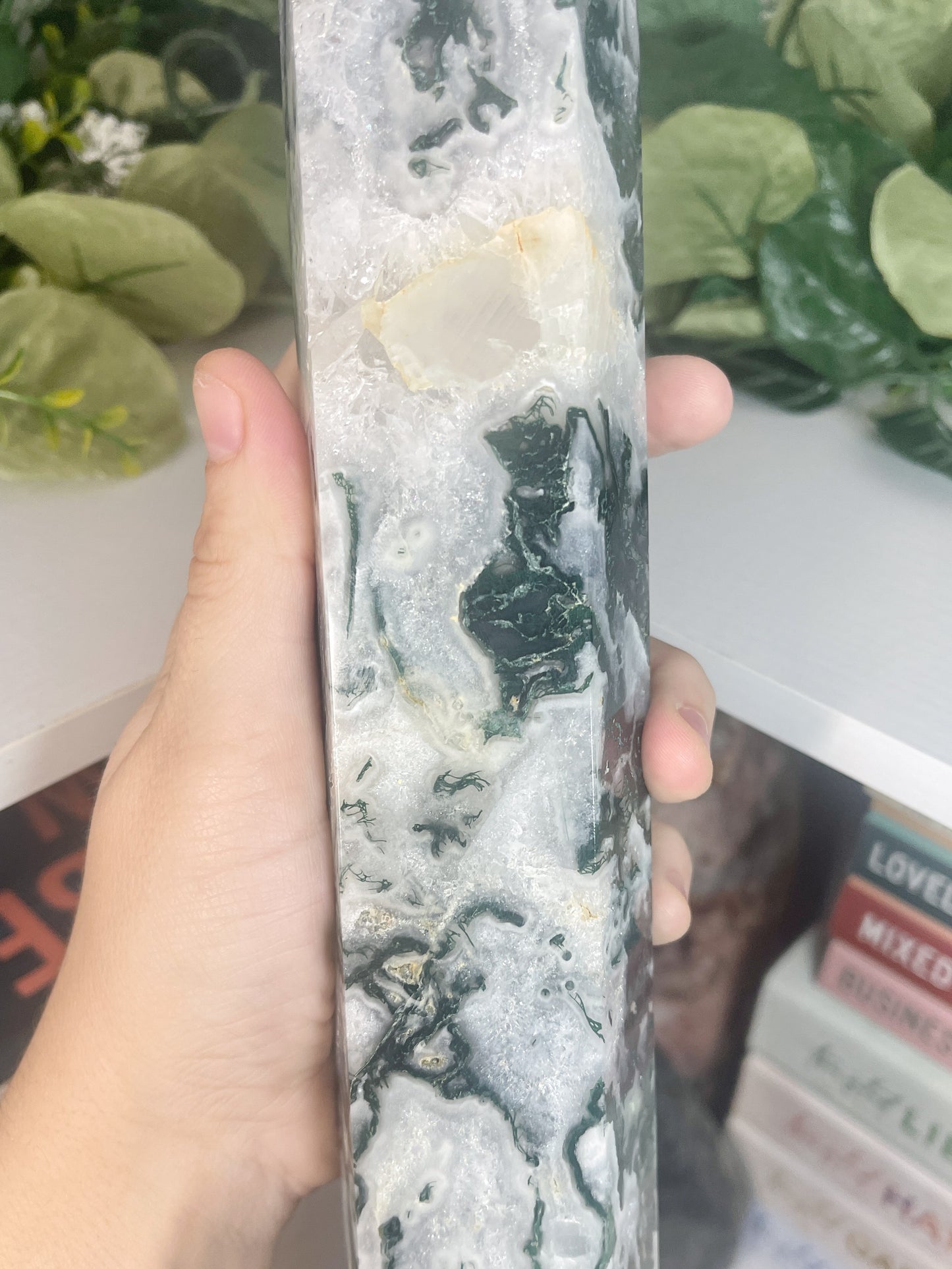 XL moss agate tower