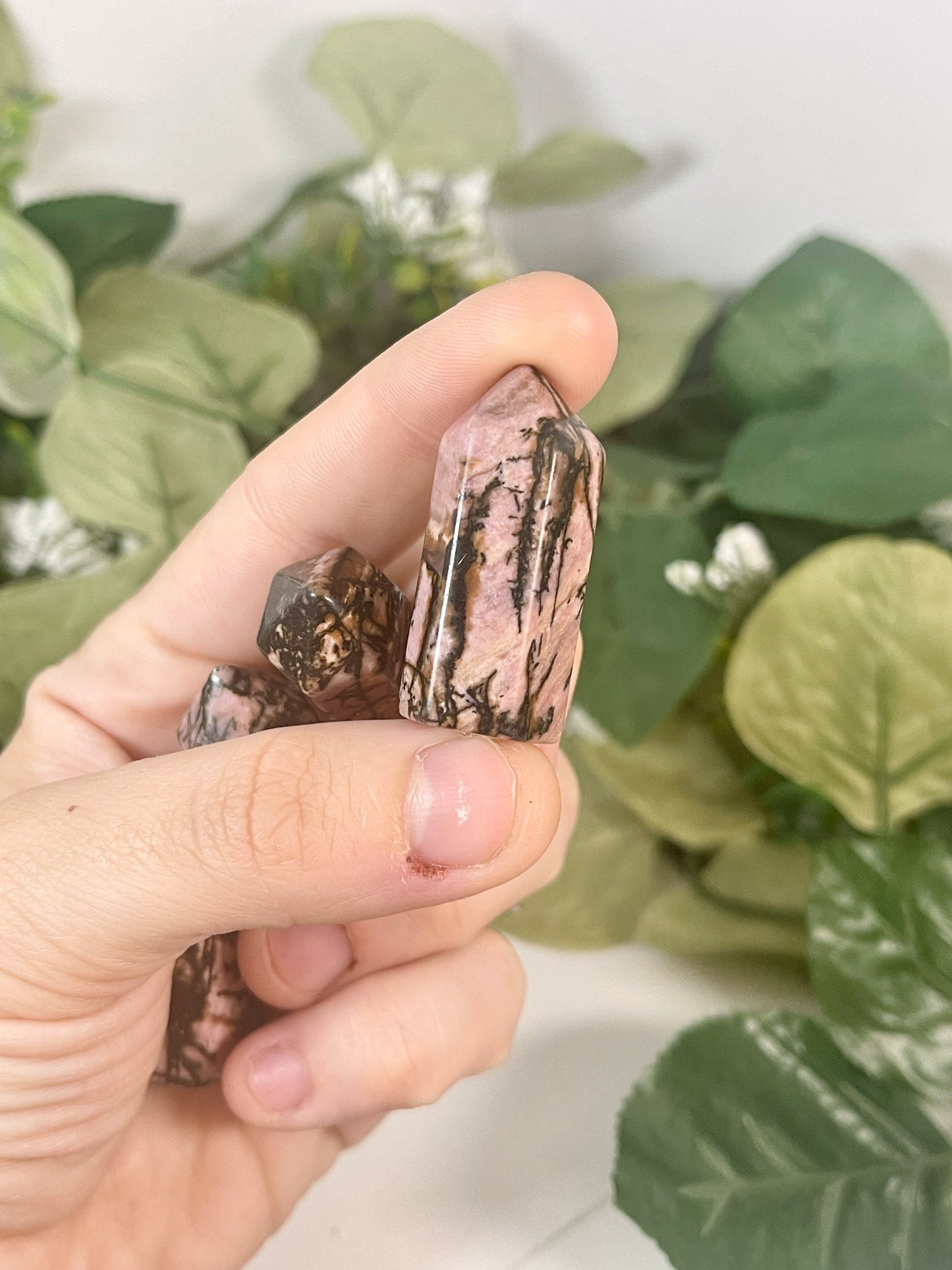 mini rhodonite towers
