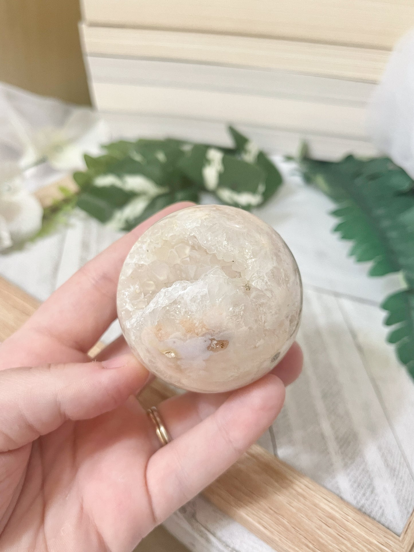 flower agate sphere