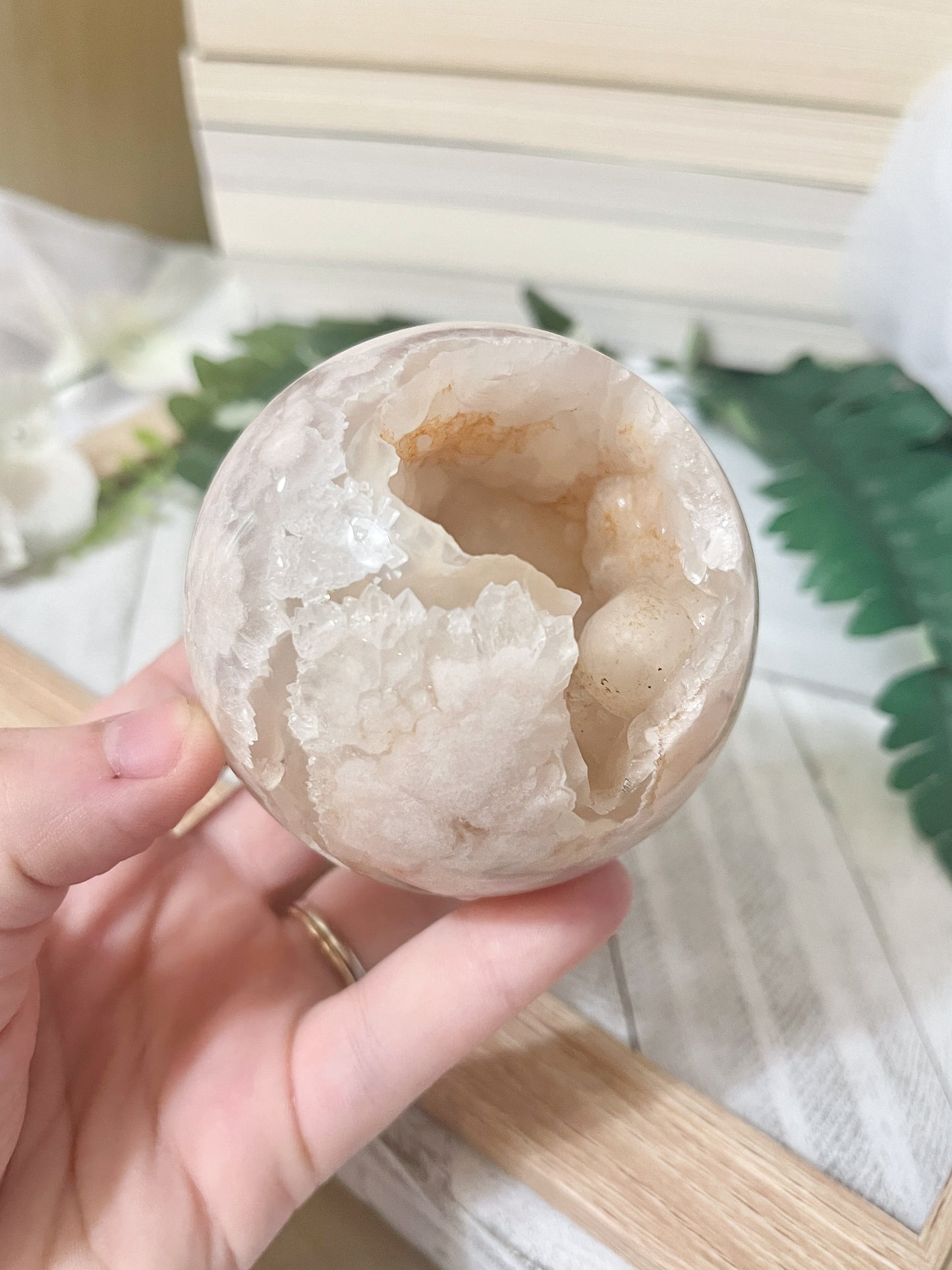 LG druzy flower agate sphere