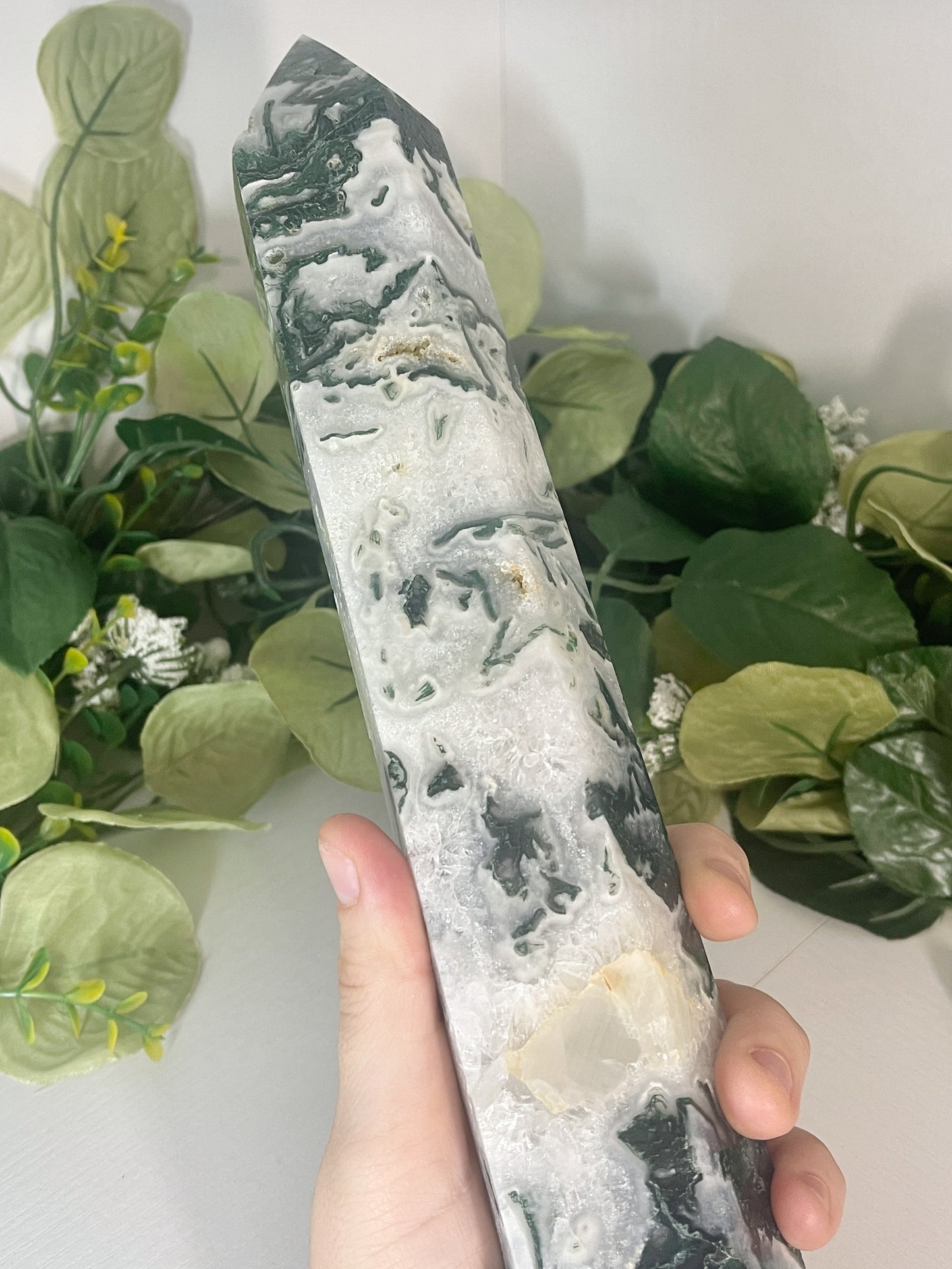 XL moss agate tower