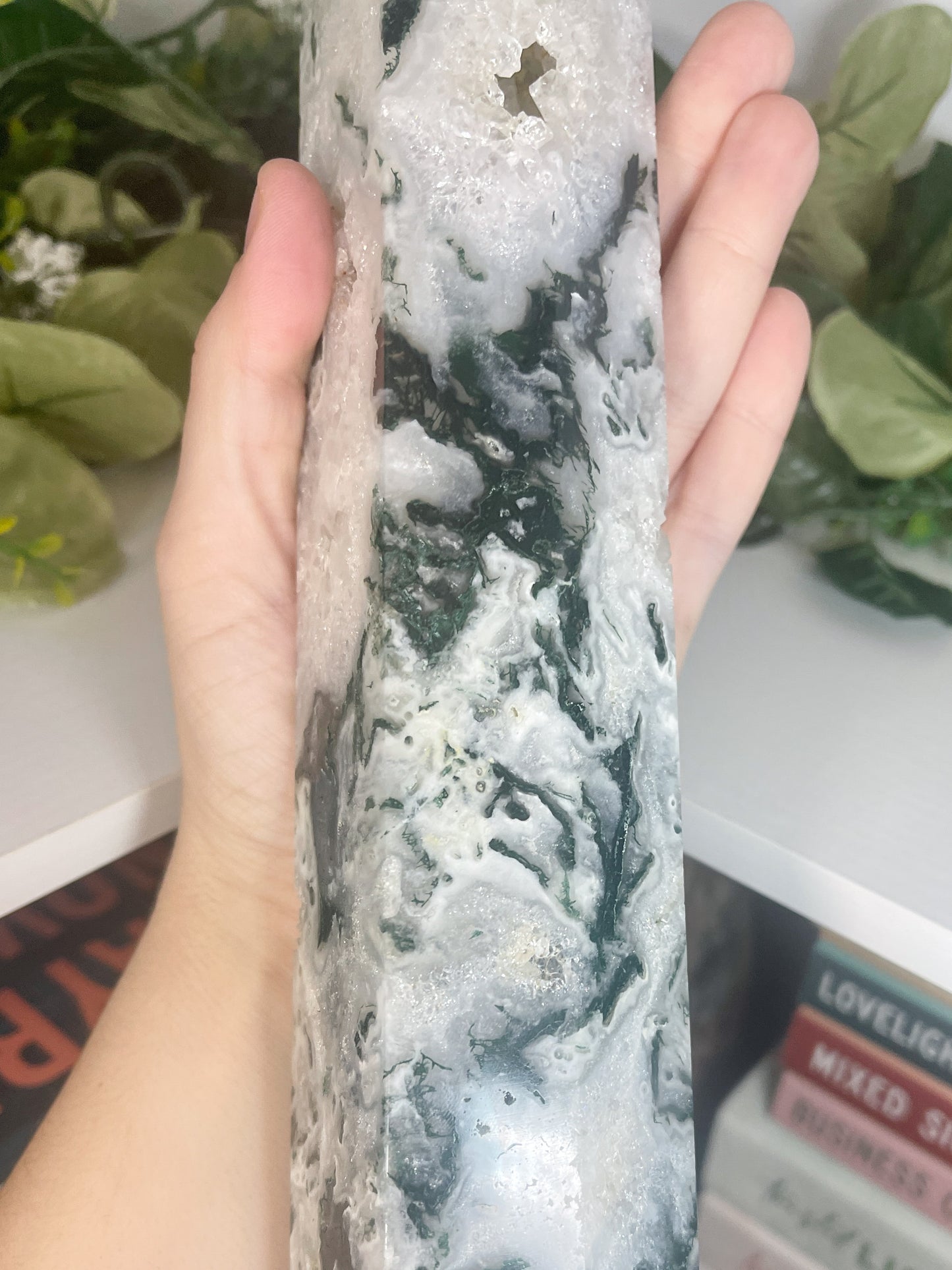 XL moss agate tower