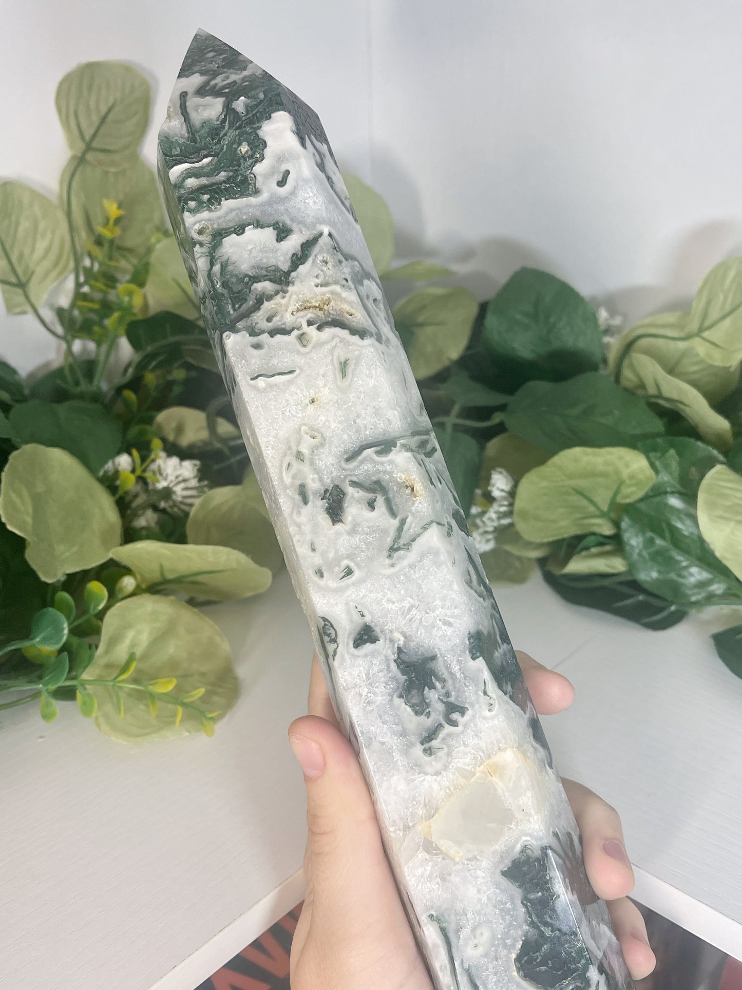 XL moss agate tower