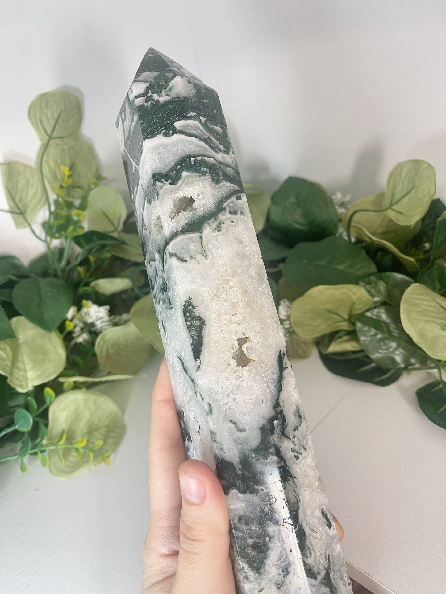 XL moss agate tower