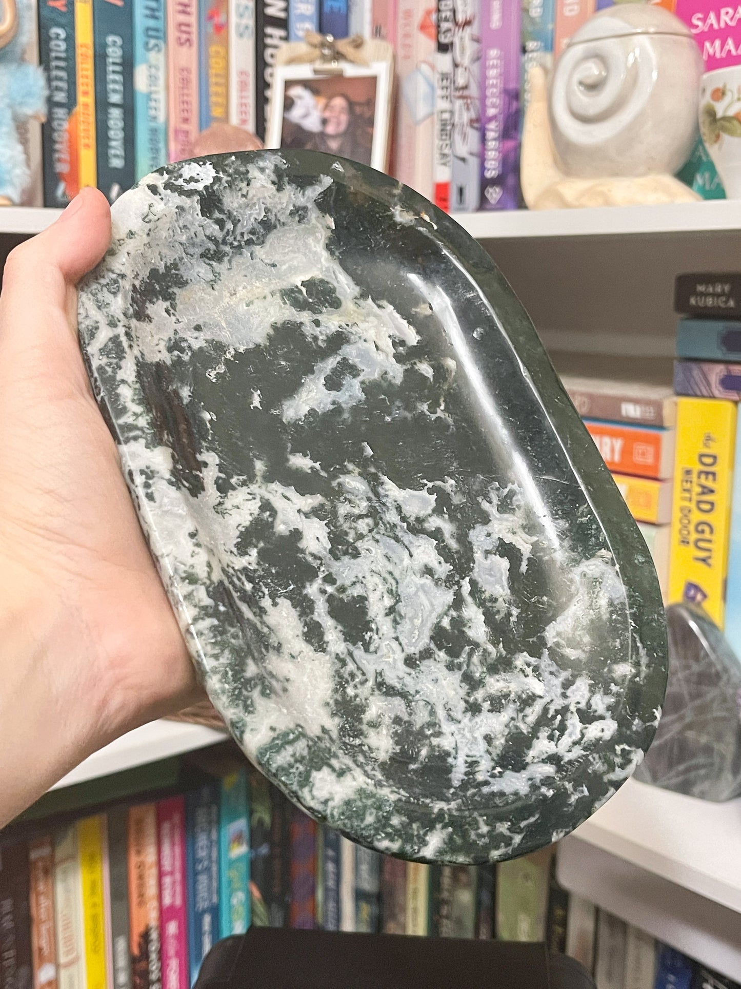 moss agate dish/display