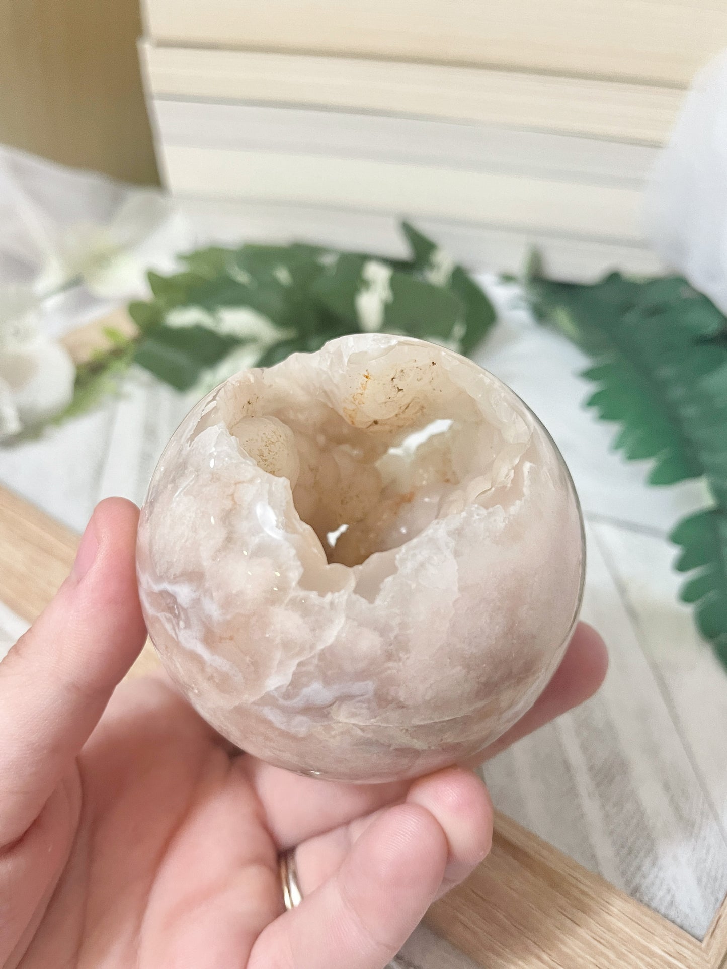LG druzy flower agate sphere