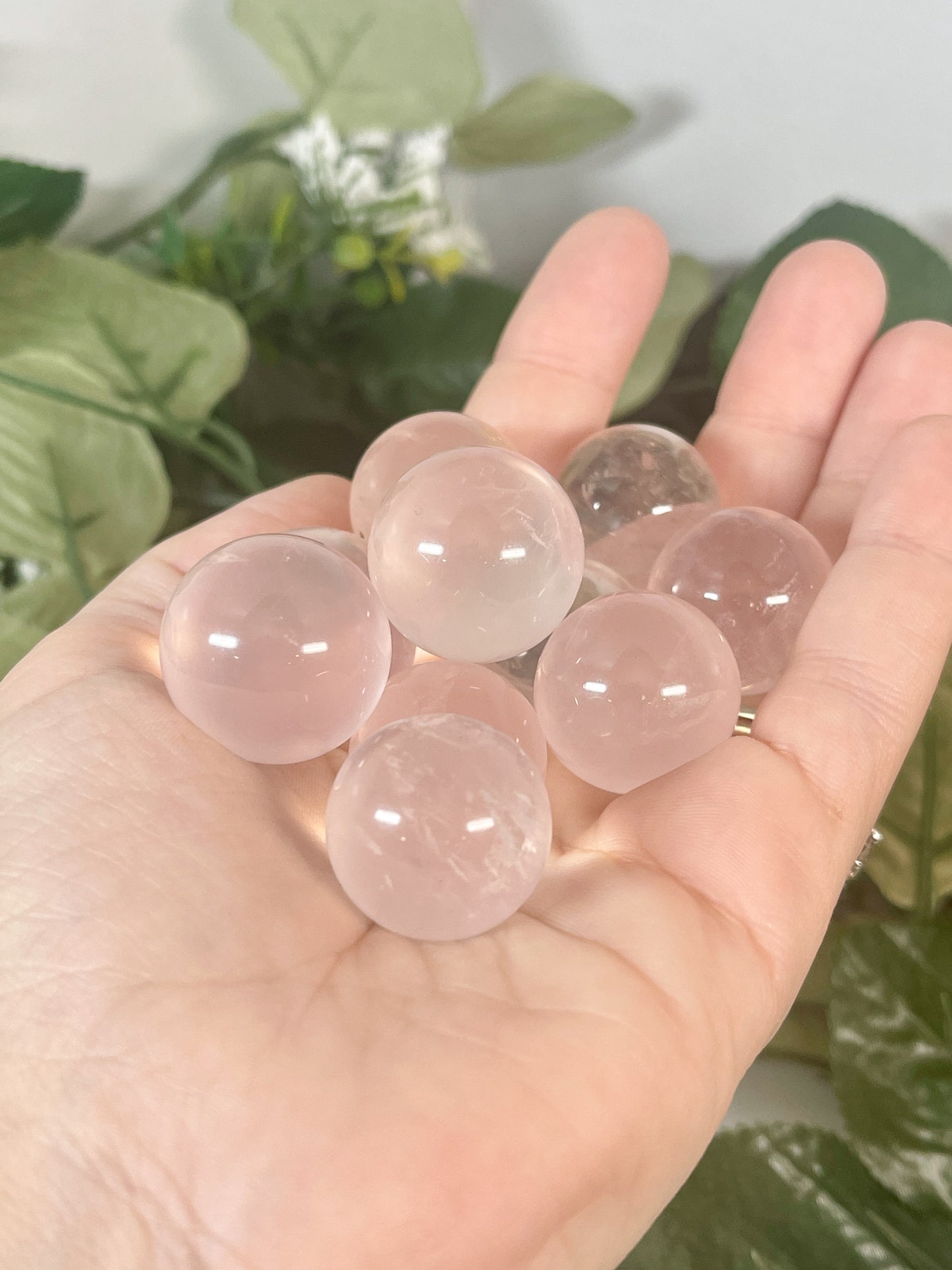 small rose quartz spheres