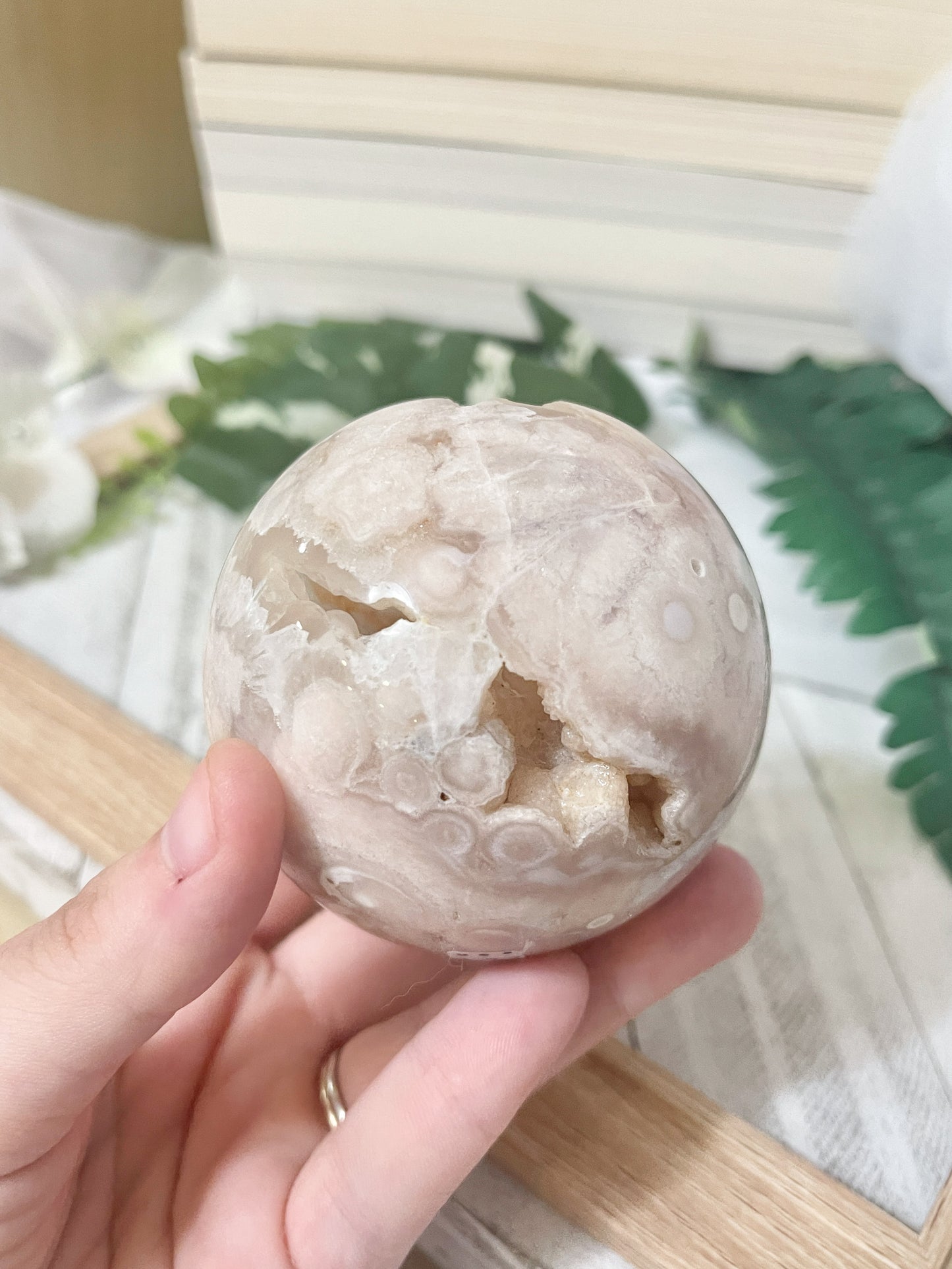 LG druzy flower agate sphere