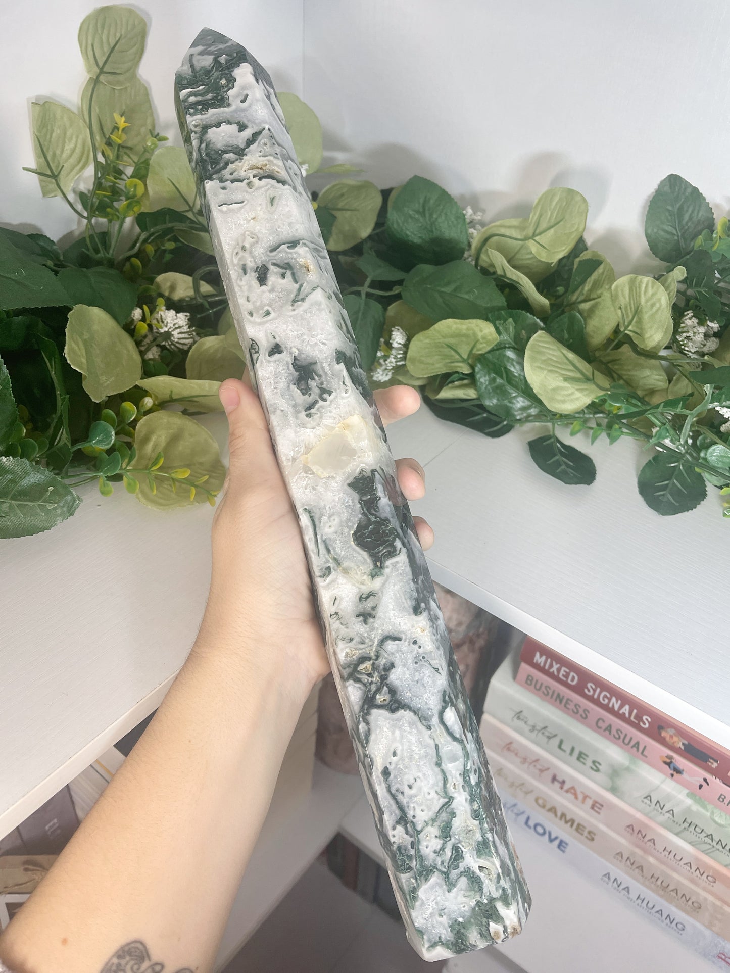 XL moss agate tower