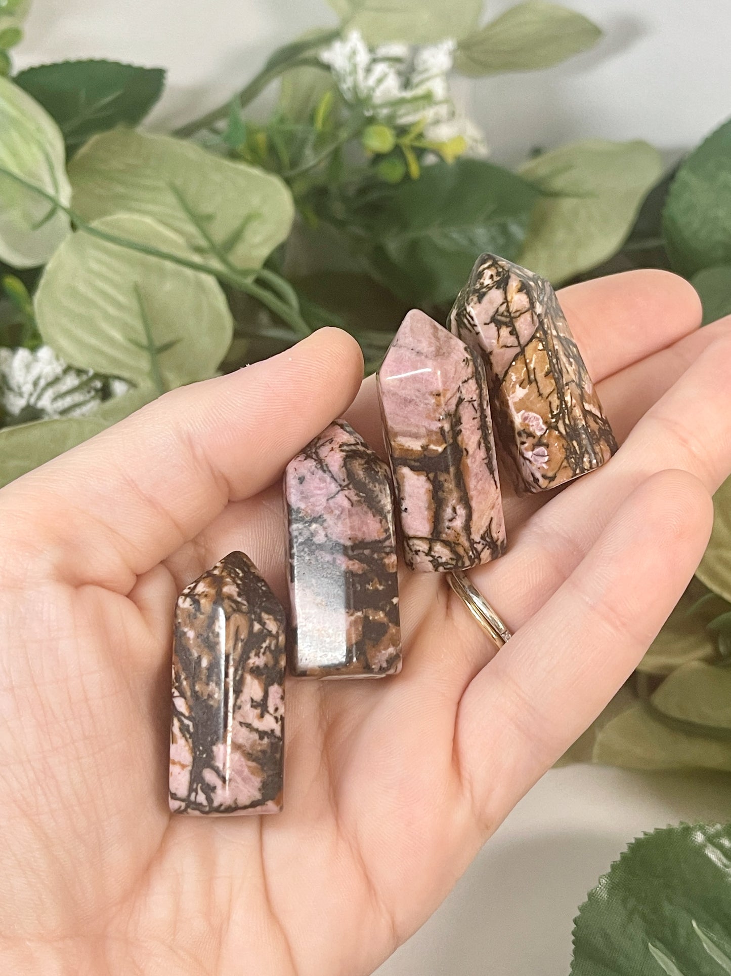 mini rhodonite towers