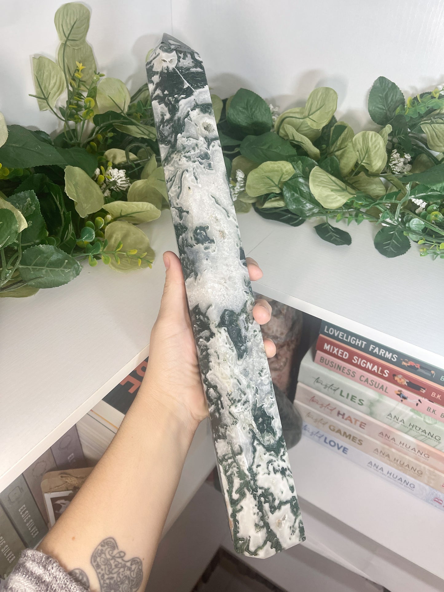 XL moss agate tower