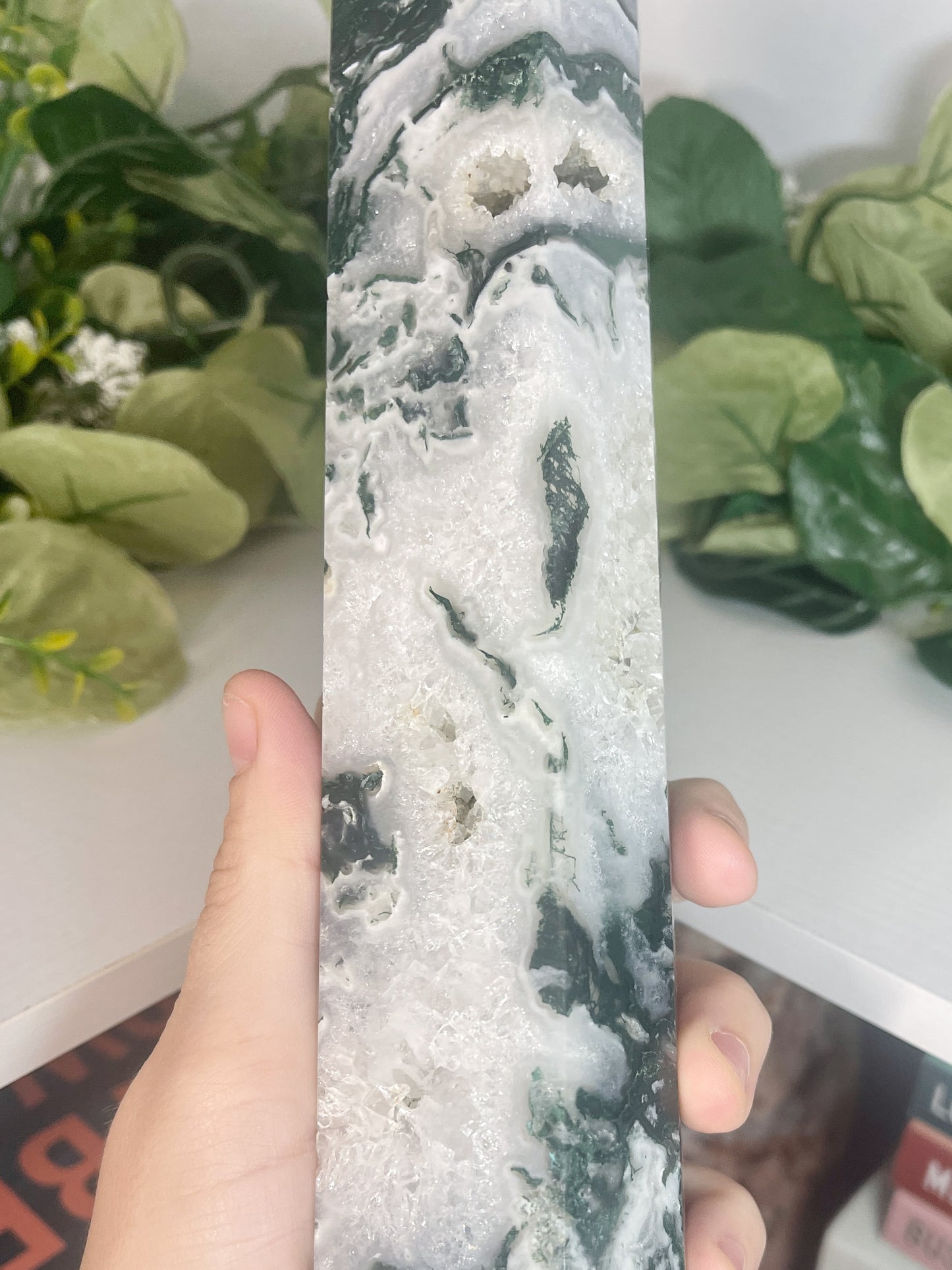 XL moss agate tower