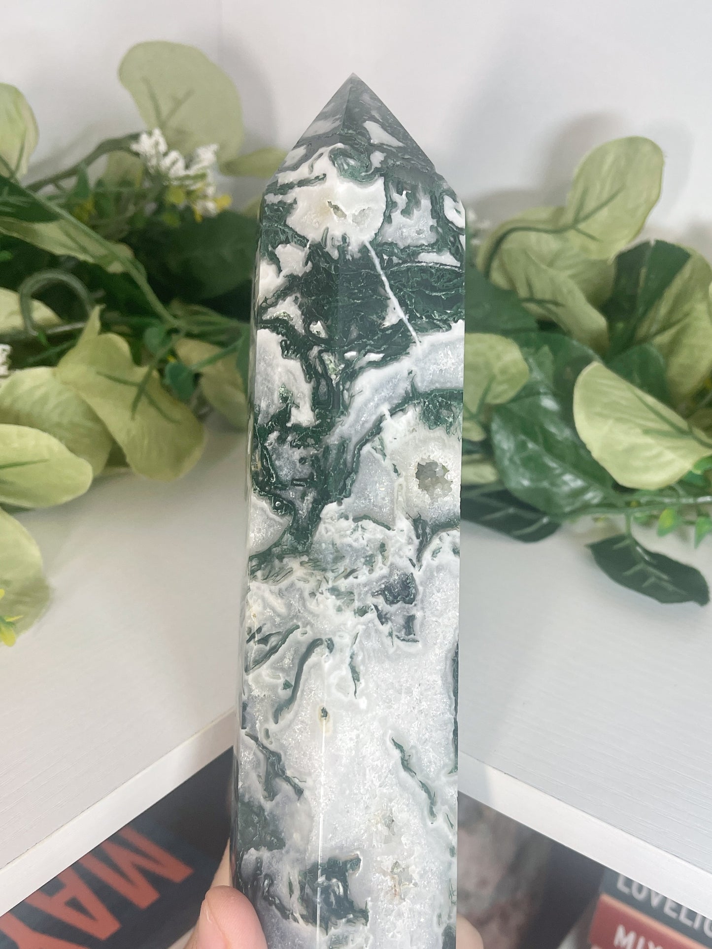 XL moss agate tower