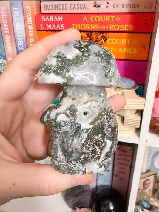 moss agate mushroom cluster