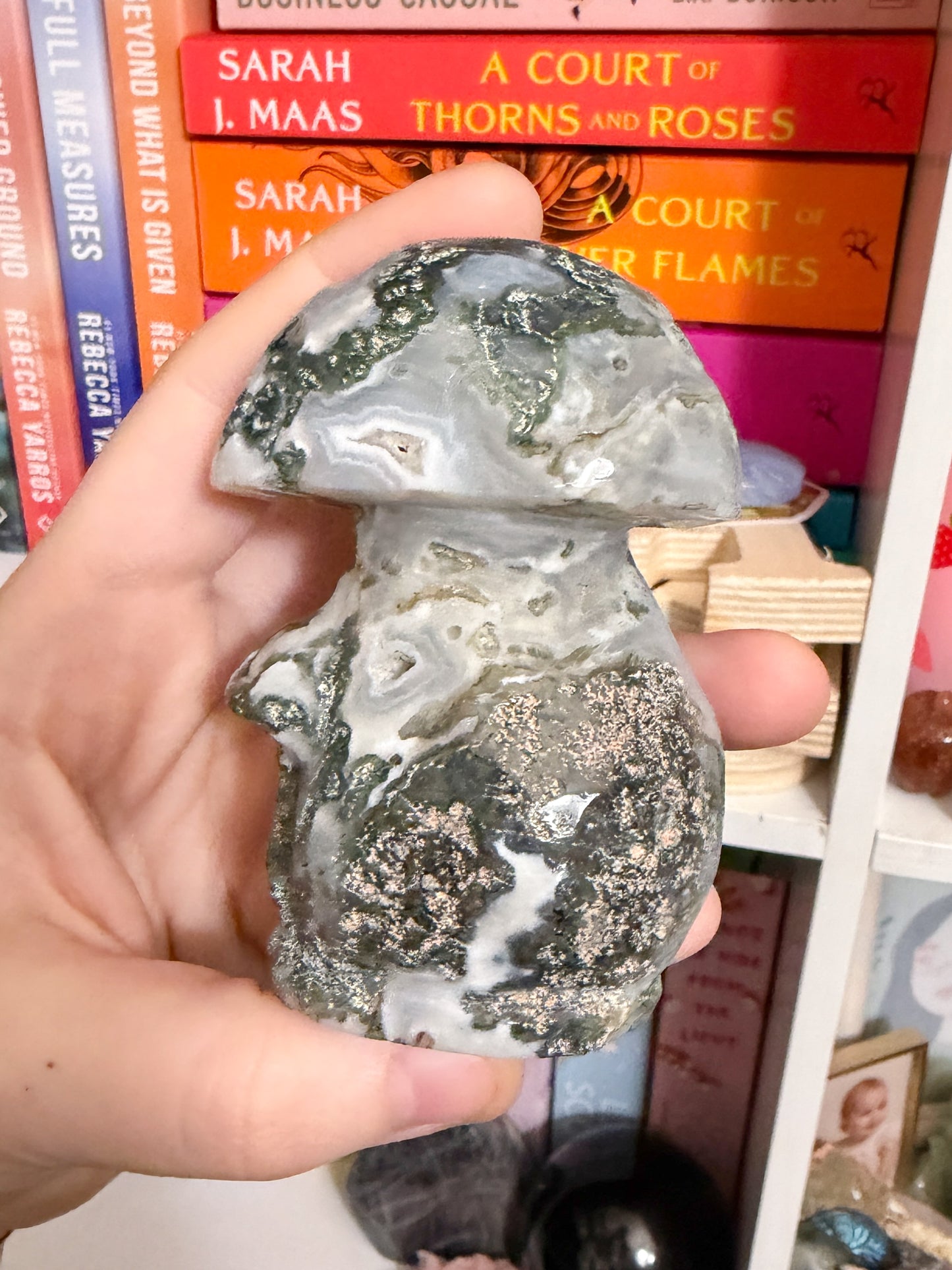moss agate mushroom cluster