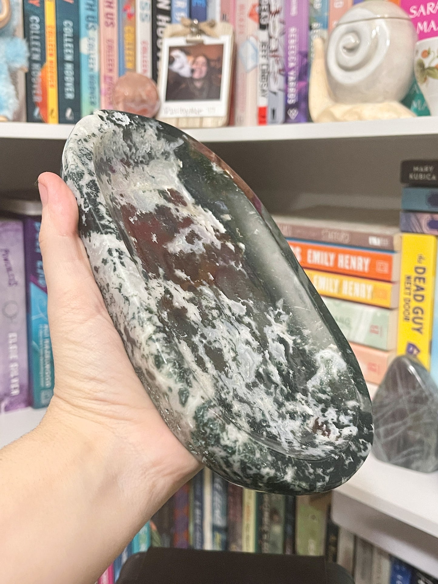 moss agate dish/display