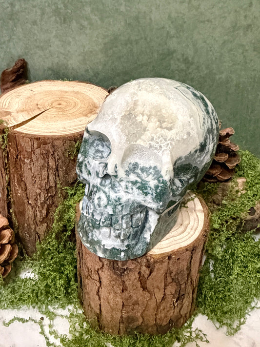 moss agate skull (head wound harry)