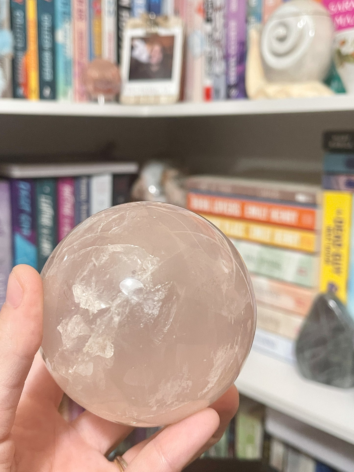 star rose quartz sphere