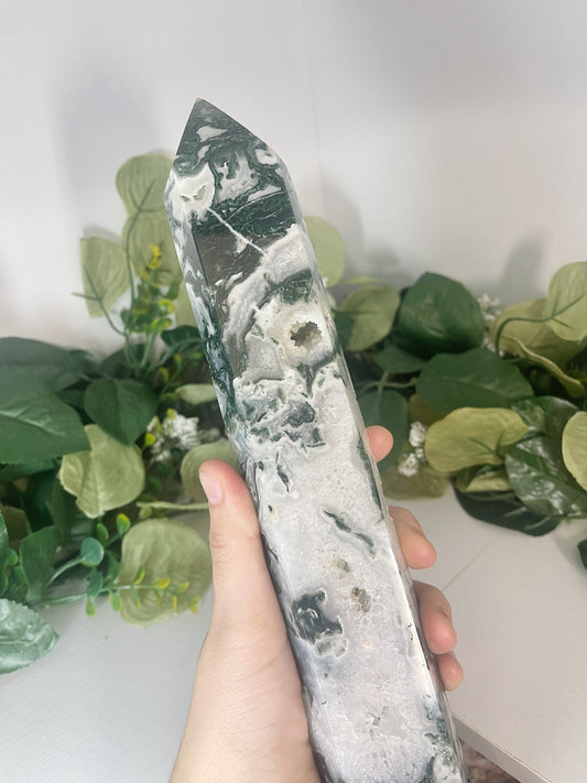 XL moss agate tower
