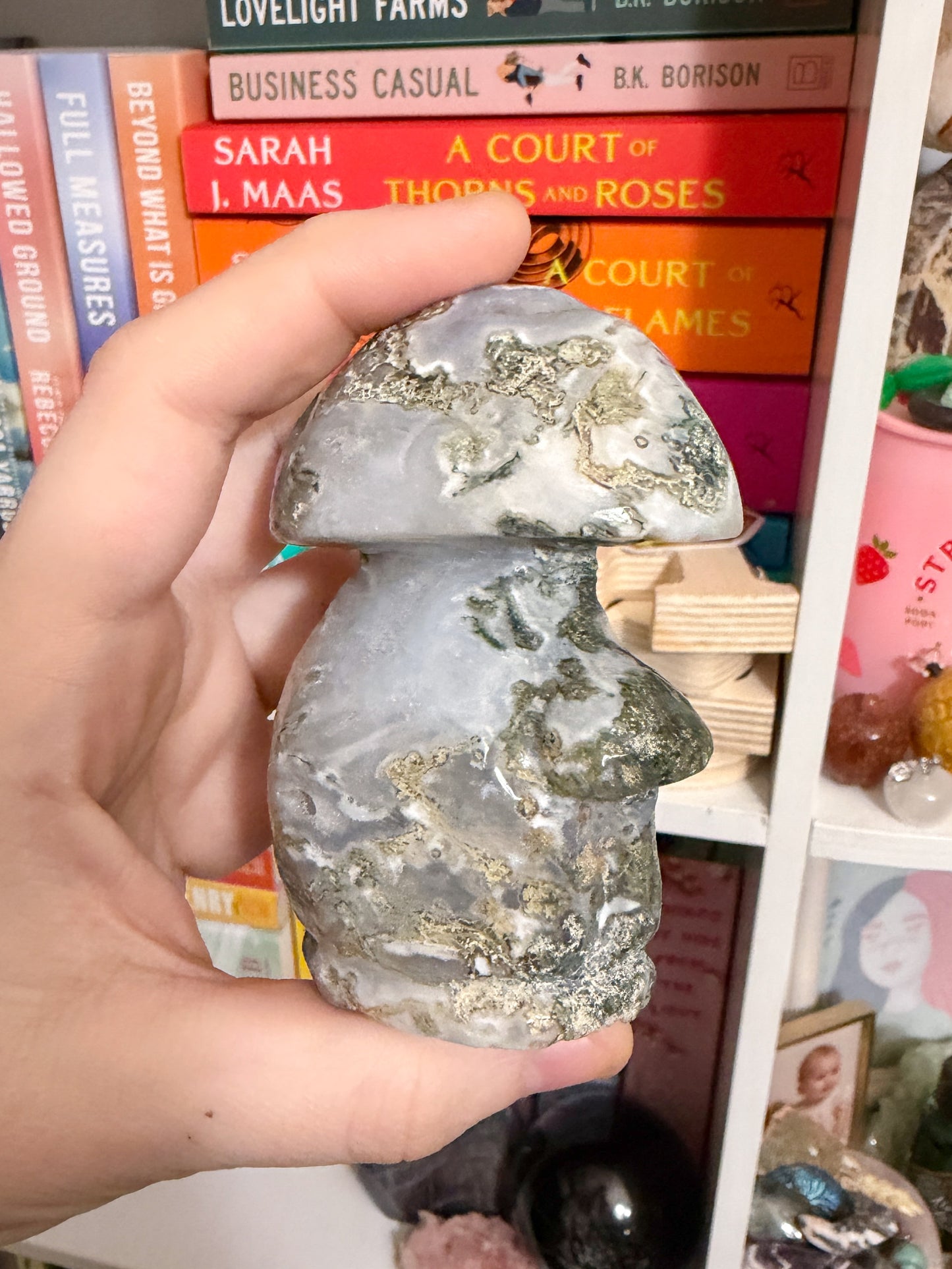 moss agate mushroom cluster