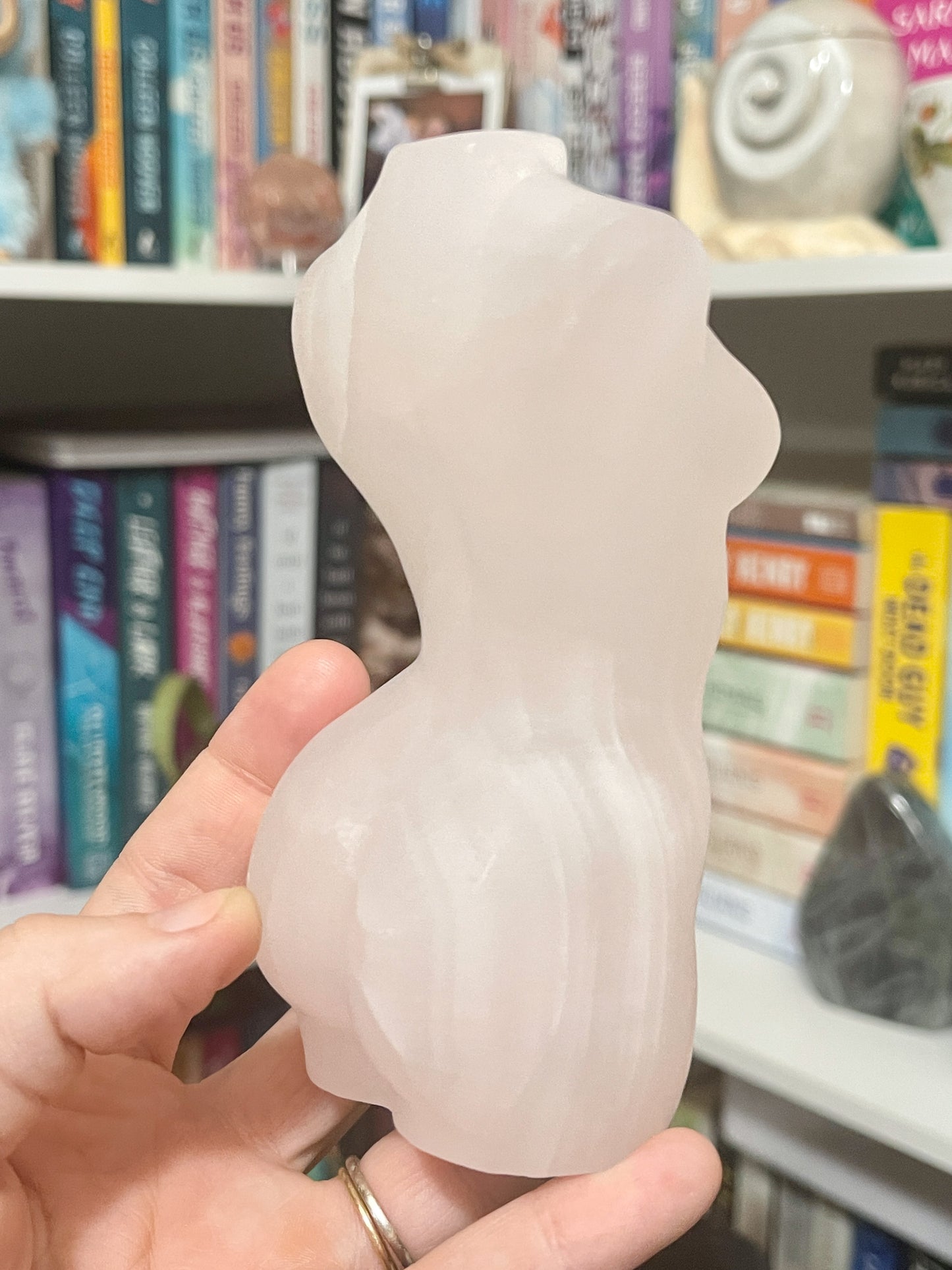 pink calcite goddess