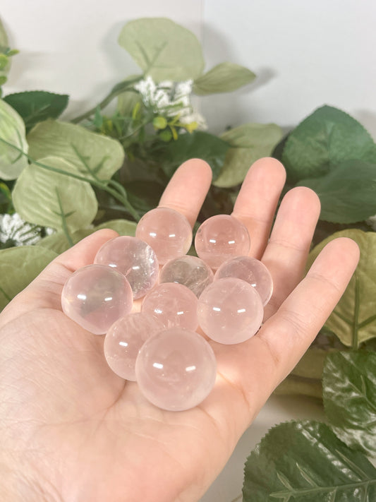 small rose quartz spheres
