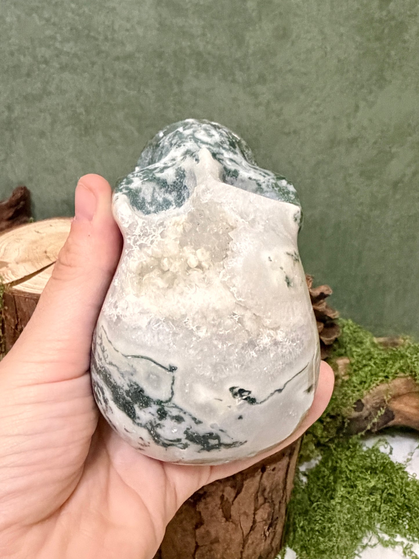 moss agate skull (head wound harry)