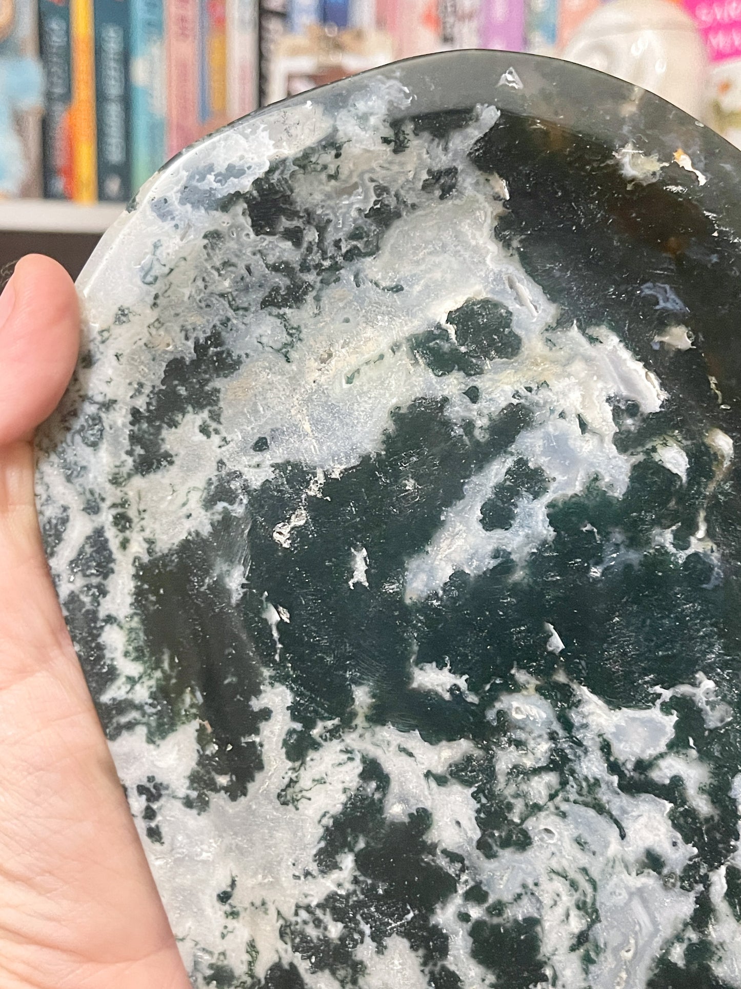 moss agate dish/display