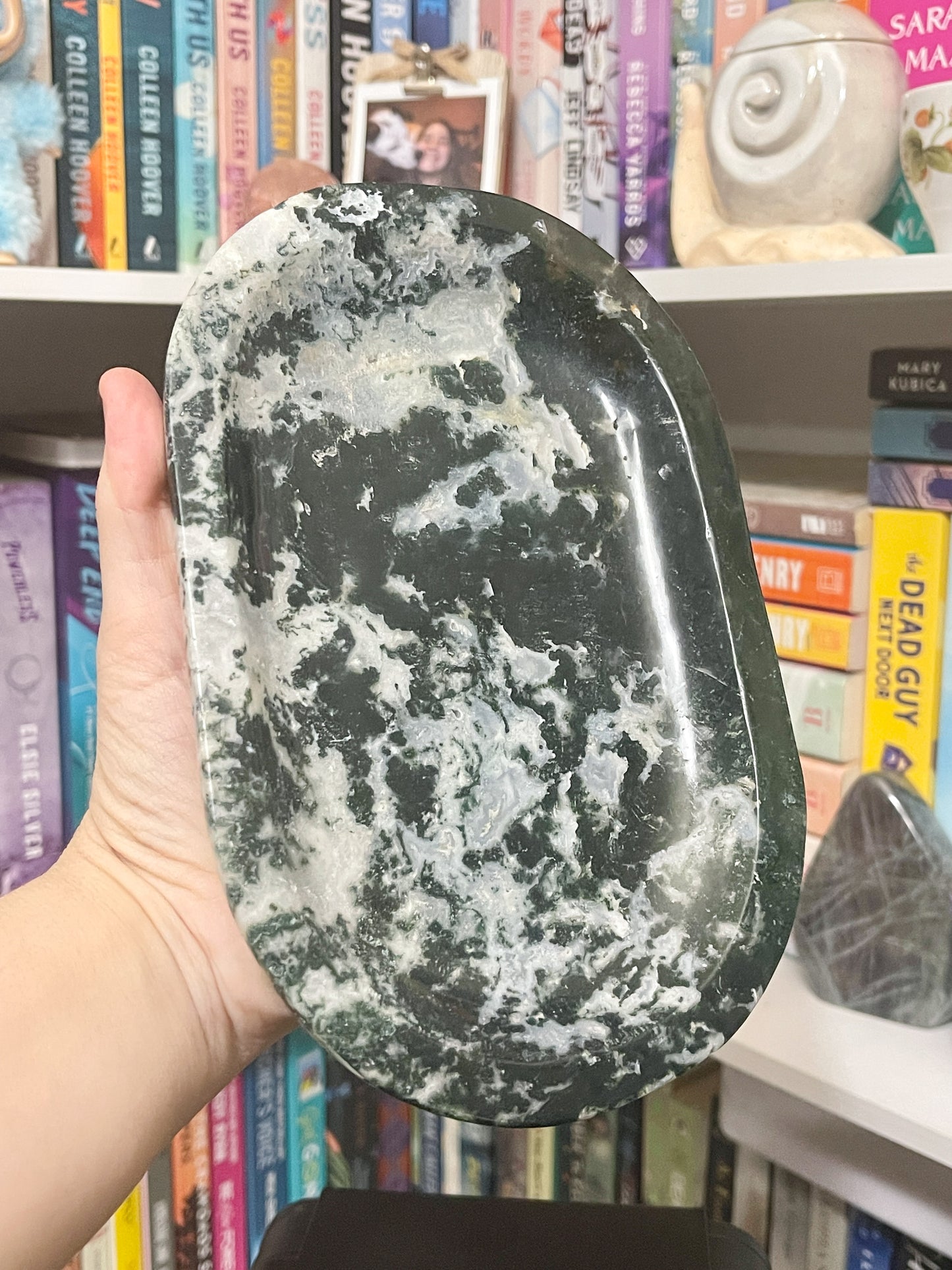moss agate dish/display