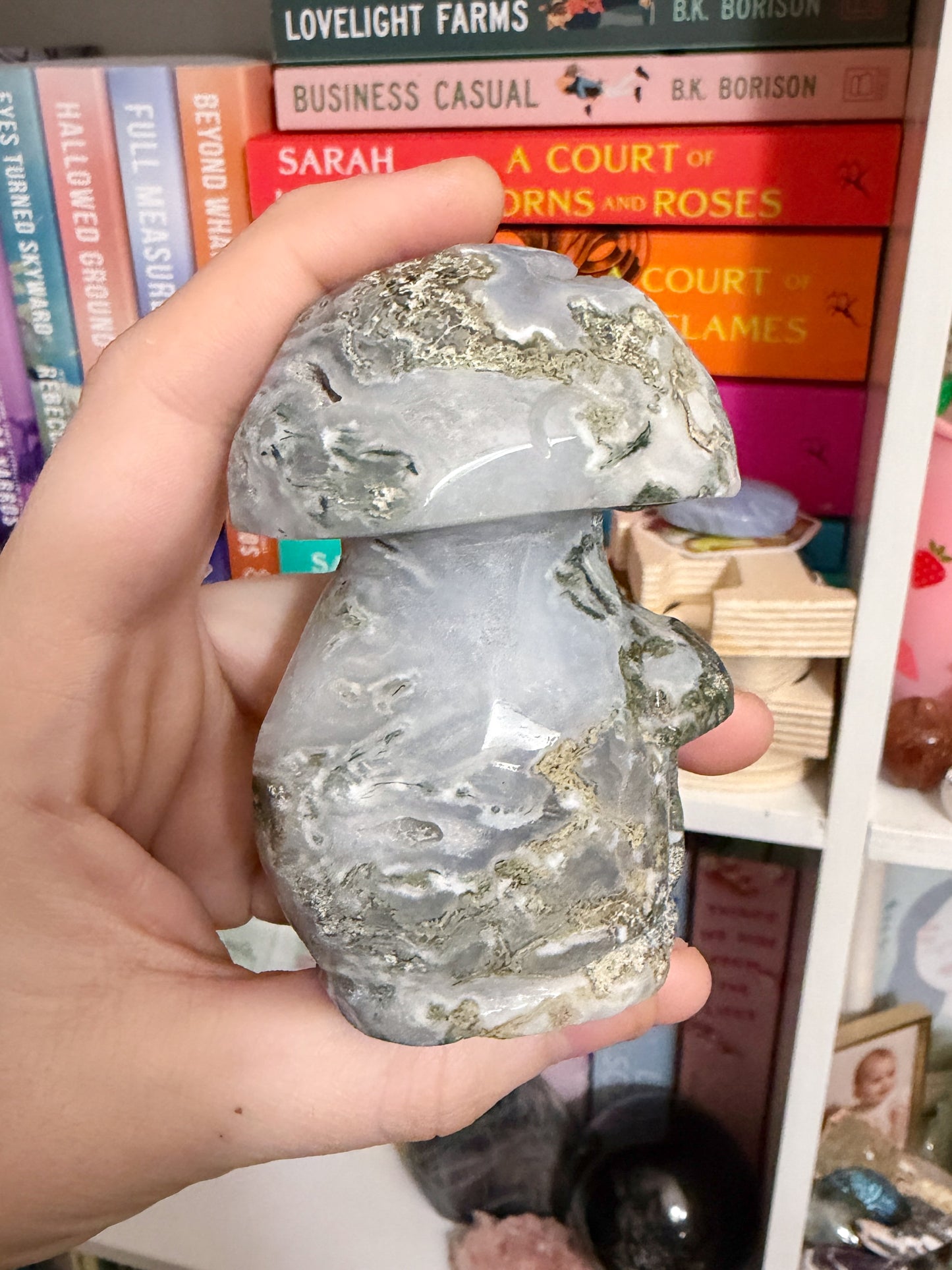 moss agate mushroom cluster